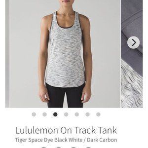 Lululemon On Track Tank Tiger Space Dye Black White / Dark Carbon Top Sz 10 Bra